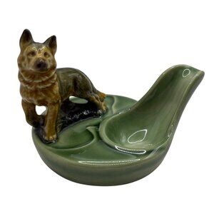 Vintage WADE England German Shepherd Ornamental Dog Figurine Tobacco Pipe Rest